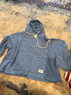 Roxy Light Blue Hooded Pullover with Cream Drawstring